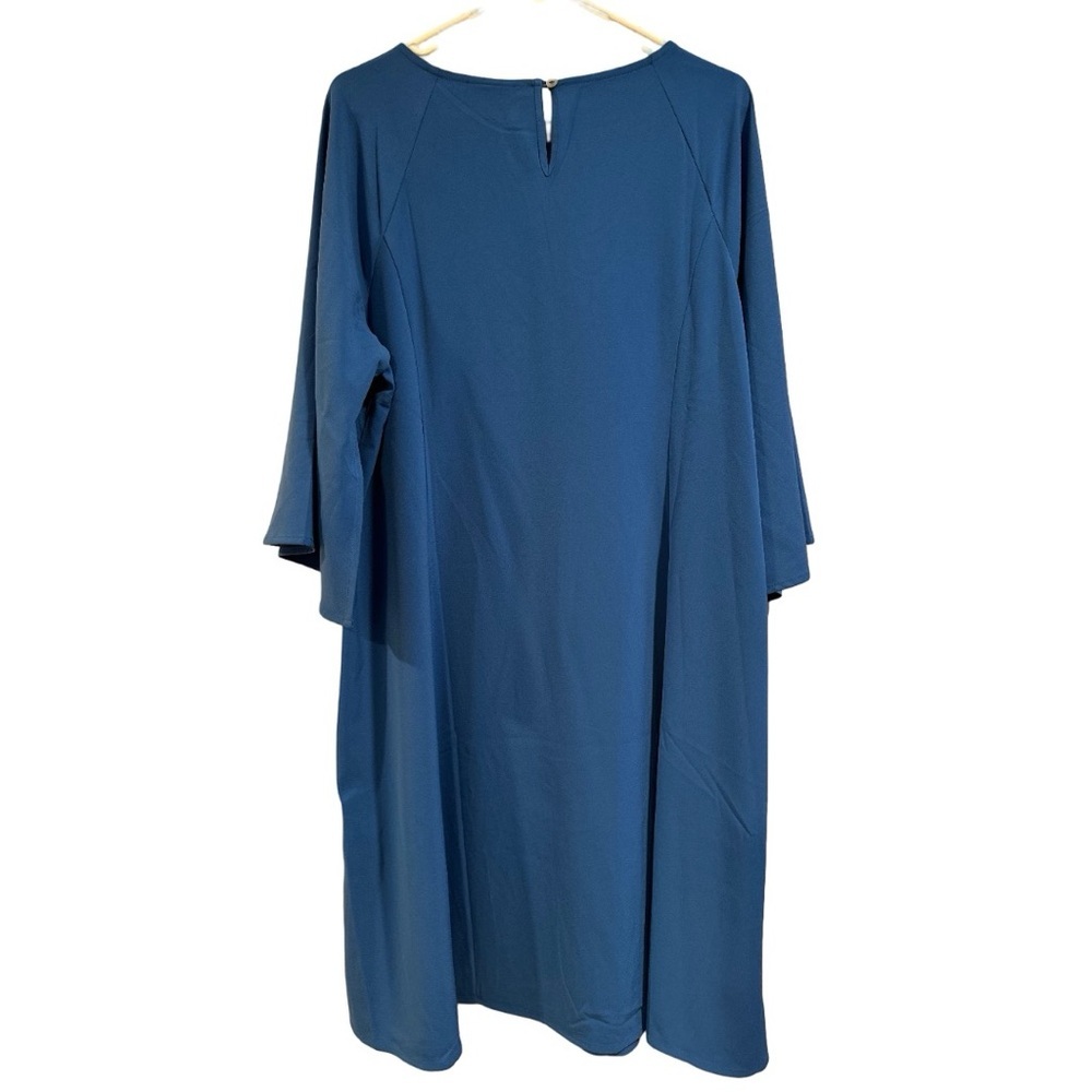 J. Jill x Christian Siriano Flared-Sleeve Dress Blue Sea XL Draped Feminine NWT - Picture 4 of 15
